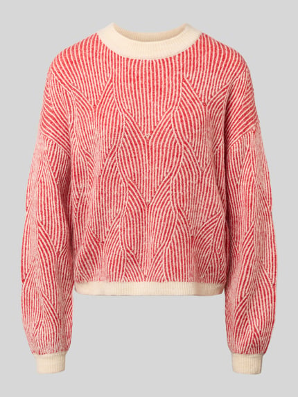 PIECES Pullover mit strukturiertem Jacquard-Strick Rot Melange 1