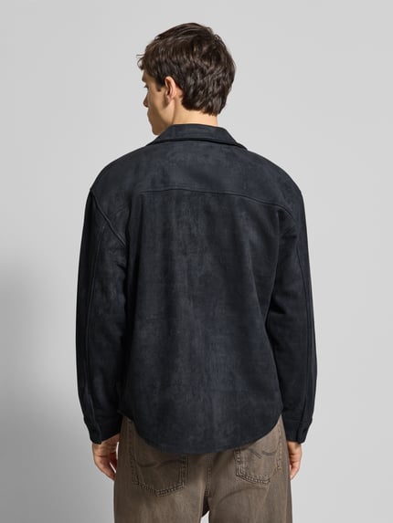 ONLY & SONS Regular fit jack in suèdelook met klepzakken op de borst, model 'RAVI' Zwart - 5