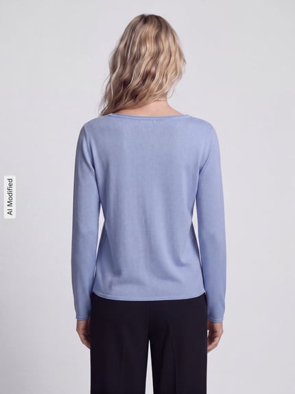 s.Oliver RED LABEL Regular Fit Pullover aus Baumwoll-Viskose-Mix Hellblau 5