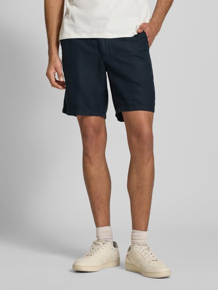Superdry Szorty lniane o kroju regular fit z tunelem model ‘Merchant’ Ciemnoniebieski 4