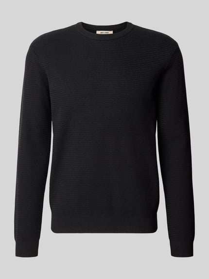ONLY & SONS Strickpullover aus Viskose-Mix mit Jacquardstruktur und Rundhalsausschnitt Black 2