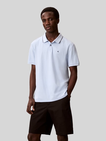CK Calvin Klein Poloshirt mit Logo Stitching aus reiner Baumwolle Sky 4