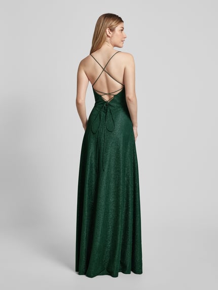 LUXUAR FASHION Sukienka wieczorowa z głębokim dekoltem w serek Ciemnozielony 5