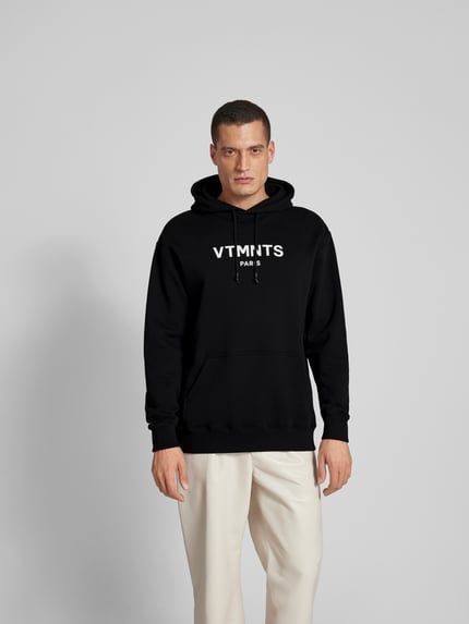 VTMNTS Bluza z kapturem o kroju oversized z nadrukiem z logo Czarny 4