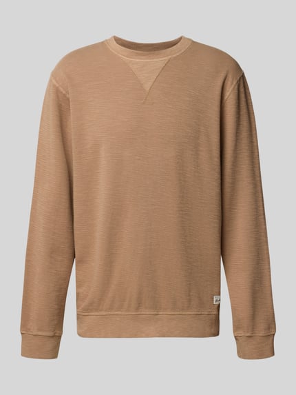 Produktfoto, Regular Fit Sweatshirt mit Rundhalsausschnitt van Scotch & Soda in lichtbruin, katoenmix, labeldetail, regular fit, ronde hals, ruglengte maat M 68 cm, mouwlengte maat M 65 cm, fijne textuur