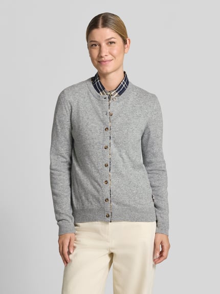 Barbour Slim Fit Strickjacke aus Woll-Baumwoll-Mix Hellgrau 4