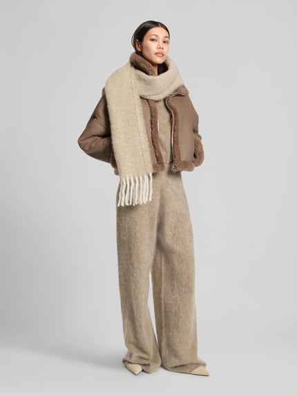 BOSS Oversized wijde broek van kasjmier, model 'FIBURA' Beige - 1