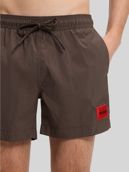 HUGO Zwembroek met labelpatch model 'DOMINICA' Donkerbruin - 2