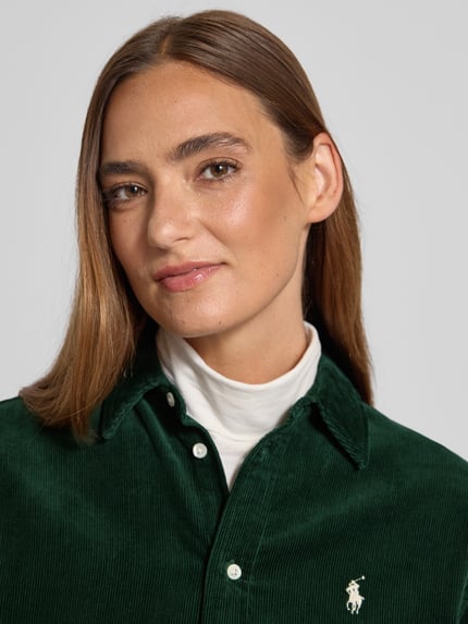 Polo Ralph Lauren Bluzka koszulowa o kroju regular fit z imitacji sztruksu model ‘Sport’ Ciemnozielony 3