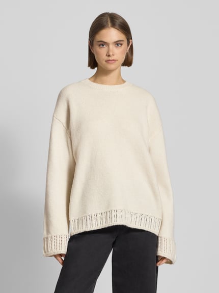 PIECES Oversized gebreide pullover met ronde hals, model 'ORLY' Zand - 4