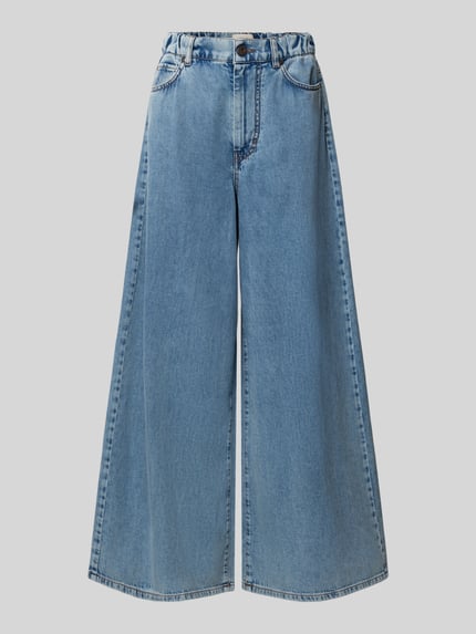 Produktfoto, hellblaue Wide Leg Jeans aus reiner Baumwolle Modell 'ZATTERA' von Weekend Max Mara, glatte Oberfläche, Damen Wide & Loose Fit Jeans