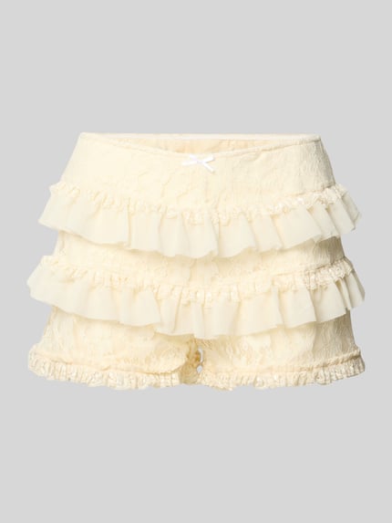Produktfoto, Shorts aus Spitze im Stufen-Look von ANOTHER COTTON LAB, beige, Material-Mix mit Stretch-Anteil, Regular-Fit, strukturierte Textur