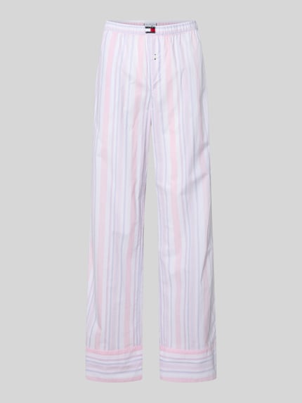 Produktfoto, Loose Fit Pyjama-Hose aus reiner Baumwolle van TOMMY HILFIGER met all-over streepmotief, labelpatch, sierknoop, elastische boord, steekzak, popeline, puur katoen