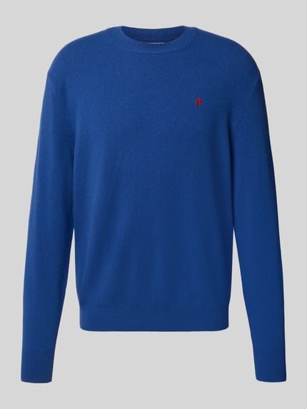 Replay Strickpullover aus Lanawoll-Mix mit Rundhalsausschnitt Blau 2