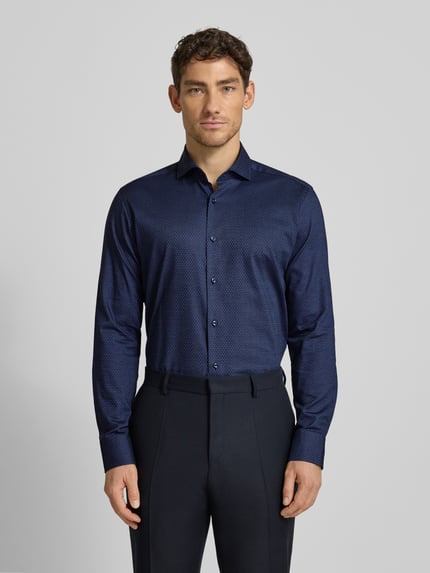 BOSS Regular fit zakelijk overhemd van puur katoen Model 'JOE' Marineblauw - 4