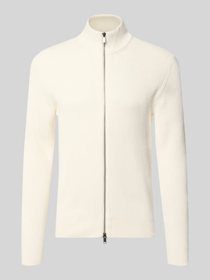 Produktfoto, Strickjacke mit Stehkragen Modell 'LEVI' von MCNEAL in Creme, Baumwoll-Mix, gerader Schnitt, Zwei-Wege-Reißverschluss