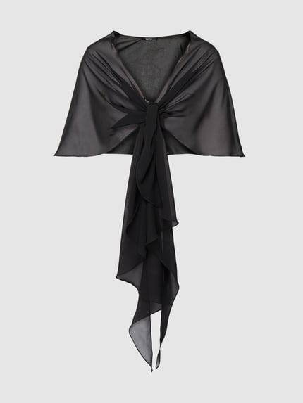 Produktfoto, Stola aus Chiffon mit Knopfverschluss von Vera Mont, Damen Stola aus fließendem, schwarzem Chiffon-Stoff, leichte Textur.