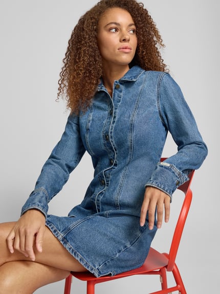 GUESS Jeans Sukienka jeansowa z listwą guzikową Jasnoniebieski 3