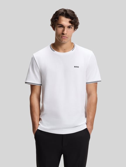 BOSS Green Regular Fit T-Shirt aus Baumwoll-Mix Modell 'TAUL' Weiss 4