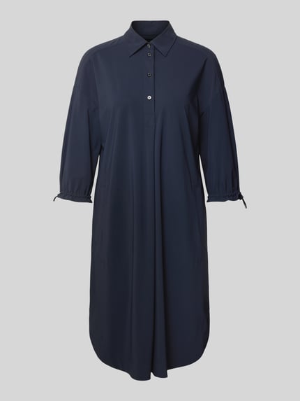 Marc Cain Knielange overhemdjurk met knoopsluiting Marineblauw - 2