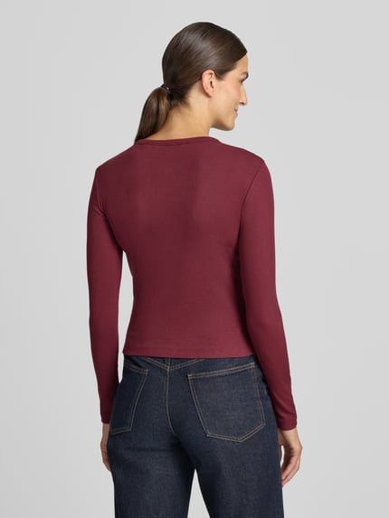 VERO MODA Slim Fit Langarmshirt aus Baumwoll-Mix Modell 'CHLOE' Mauve 5