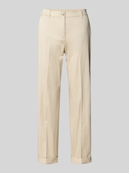 Produktfoto, Slim Fit Chino aus Baumwoll-Satin von s.Oliver BLACK LABEL, jednolity kolor, krój slim fit, kanty, elastyczny pas, brzeg, wpuszczane kieszenie, imitacja satyny, mieszanka bawełny