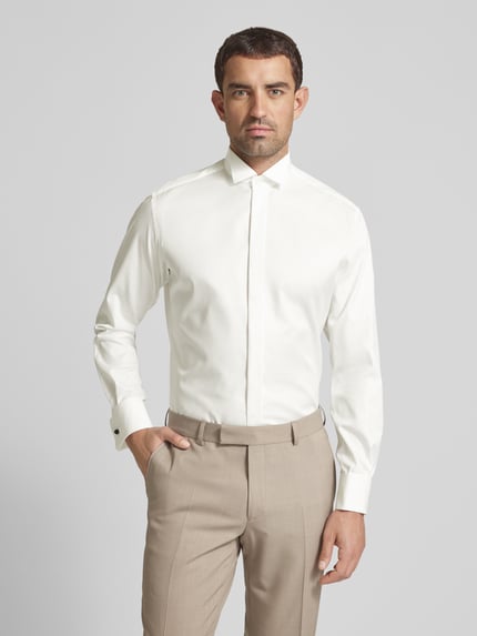 ETERNA Regular Fit Smokinghemd aus Twill Ecru 4