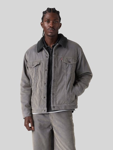 Levi's® Relaxed Fit Jeansjacke aus Baumwoll-Mix mit Teddykragen Khaki 4