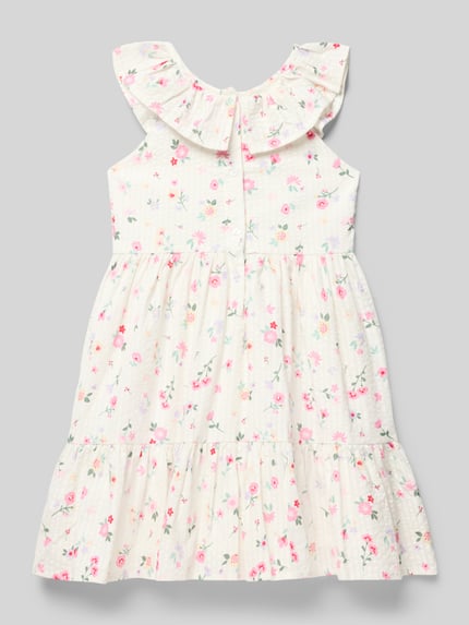 Produktfoto, sukienka 'Kleid im Stufen-Look' od Happy Girls z bawełny, linia a, efekt stopniowania, listwa guzikowa z tyłu, długość tyłu 58 cm w rozmiarze 116, tkanina w kwiatowy wzór, jasne kolory