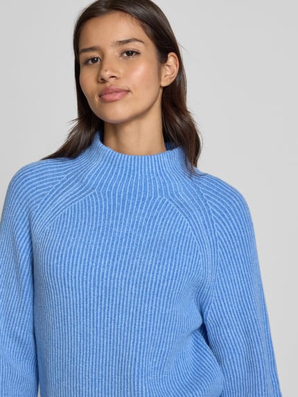 Tom Tailor Sweter z dzianiny o kroju regular fit z mieszanki bawełny z dodatkiem wełny Jasnoniebieski 3