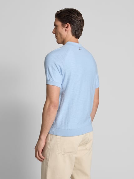 s.Oliver RED LABEL Regular fit poloshirt met structuur van vlamgaren Lichtblauw - 5