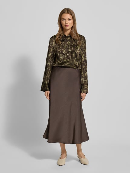 MANGO Regular Fit Bluse mit verdeckter Knopfleiste Modell 'CAMILA' Khaki 1