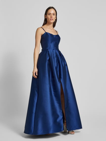 Vera Wang Bride Avondjurk met spaghettibandjes, model 'LECROS' Donkerblauw - 4