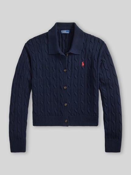 Polo Ralph Lauren Regular Fit Strickjacke aus reiner Baumwolle Marine 2