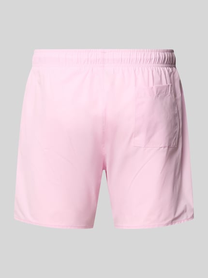 Produktfoto, rosafarbene Regular Fit Badeshorts mit Logo-Details Modell 'ICONIC' von BOSS, glatte Textur, Herren Badehose