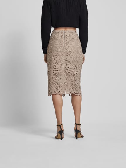 Self-Portrait Midirok met loopsplit Taupe - 5