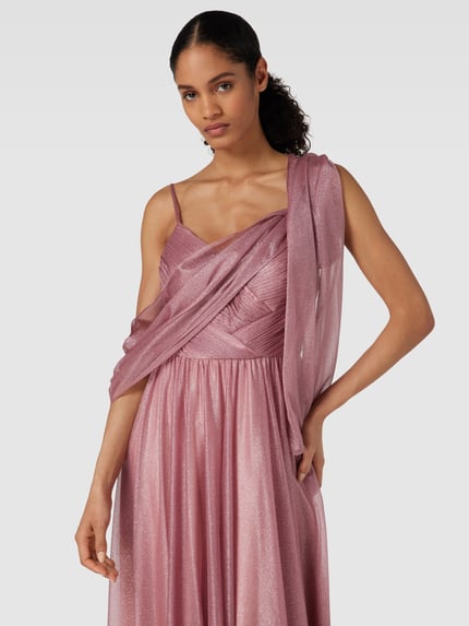 unique Abendkleid in Maxilänge mit V-Ausschnitt Mauve 3