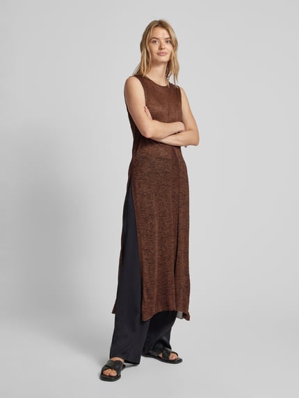 Stefanel maxi-jurk met structuurpatroon Middenbruin - 1