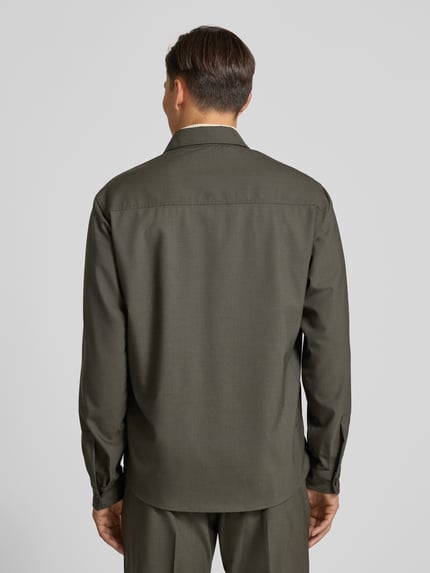 Cruna Regular fit overhemdjack van wolmix model 'Osaka' Kaki - 5