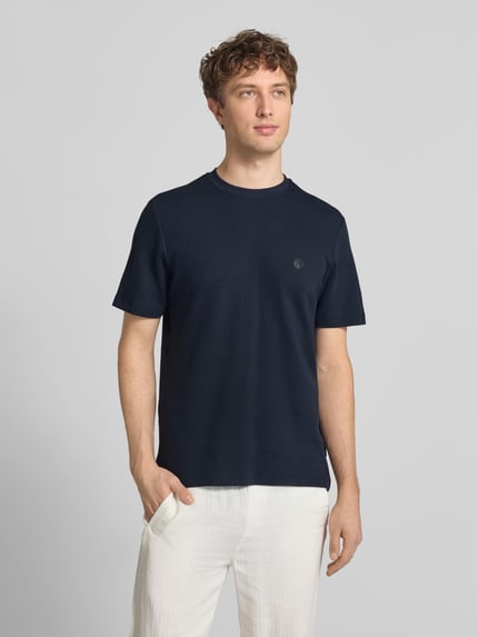 Blend T-shirt met labeldetail model 'FILLIP' Marineblauw - 4