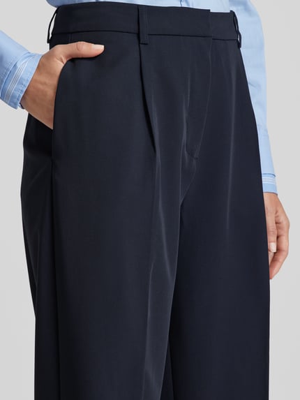 Samsøe Samsøe Straight leg stoffen broek met bandplooien, model 'RAMONA' Marineblauw - 3