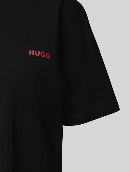 HUGO Regular fit pyjamabovendeel van katoenmix Zwart - 2