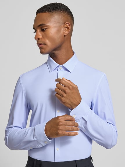 Jake*s Koszula biznesowa o kroju super slim fit z kołnierzykiem typu kent Błękitny 3