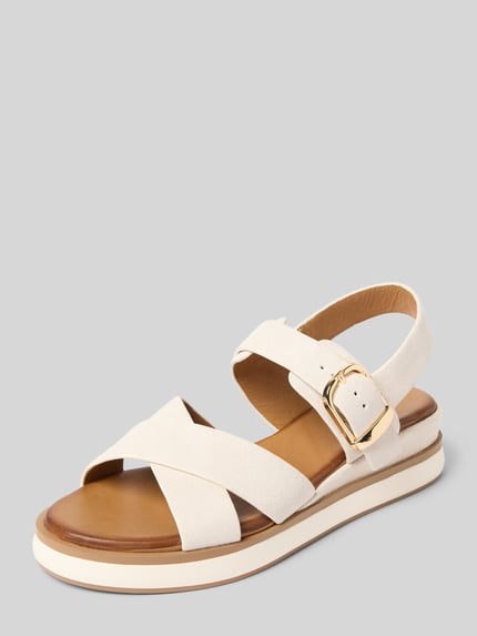 INUOVO Sandalette aus Leder mit glatter Sohle Offwhite 1
