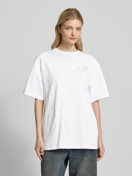 REVIEW Oversized T-Shirt mit Label-Print Weiss 4