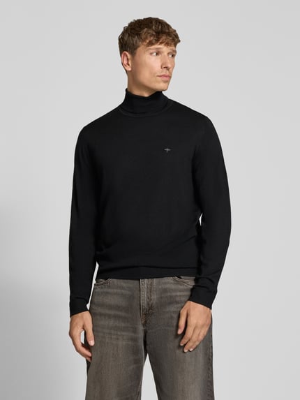Fynch-Hatton Rollkragenpullover mit Label-Stitching Black 4