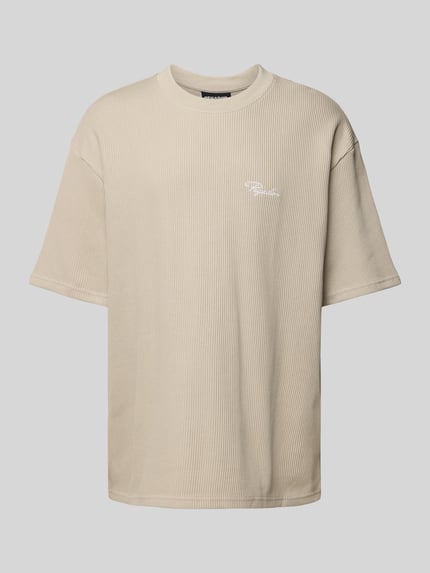 PEGADOR Oversized T-Shirt mit Label-Stitching Taupe 2