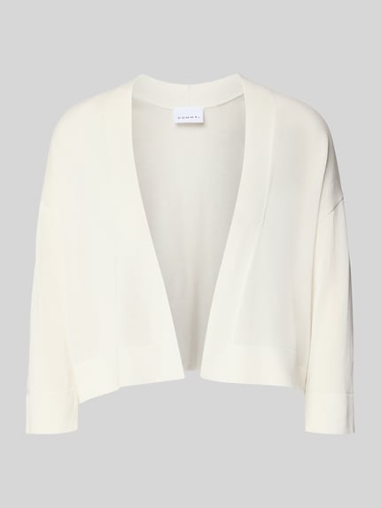 Produktfoto, Strickjacke aus Lyocell-Baumwoll-Mix in offener Passform von comma in Cremeweiß, strukturierte Oberfläche, Regular Fit, 3/4-Arm