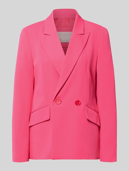 Produktfoto, Regular Fit Blazer mit Pattentaschen von Christian Berg Woman Selection in leuchtendem Pink, Material-Mix mit Stretch-Anteil, Reverskragen, Knopfverschluss, glatte Struktur
