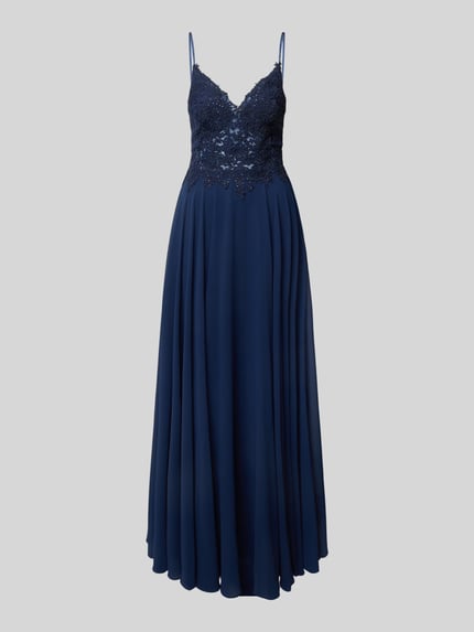 Mascara Abendkleid mit Spitzenbesatz Marine 2